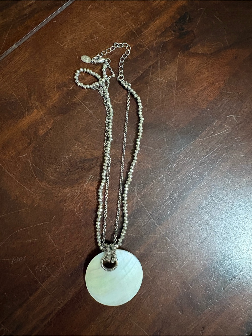 Cookie Lee double strand Necklace with Mother-of-Pearl Disc